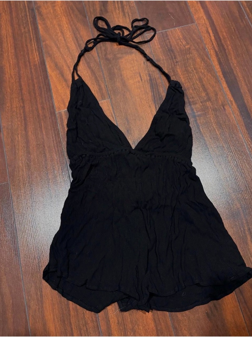 ASOS Black Halter Tie-Back Camisole Romper